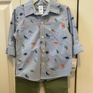 Carters Dinosaur Shirt and Pants set, Blue/Green Size 24 months, Boys